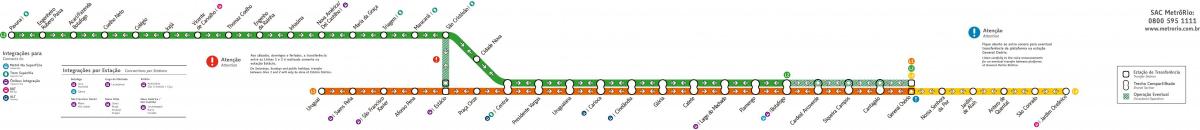 Карта метро Рыа-дэ-Жанейра - лініі 1-2-3