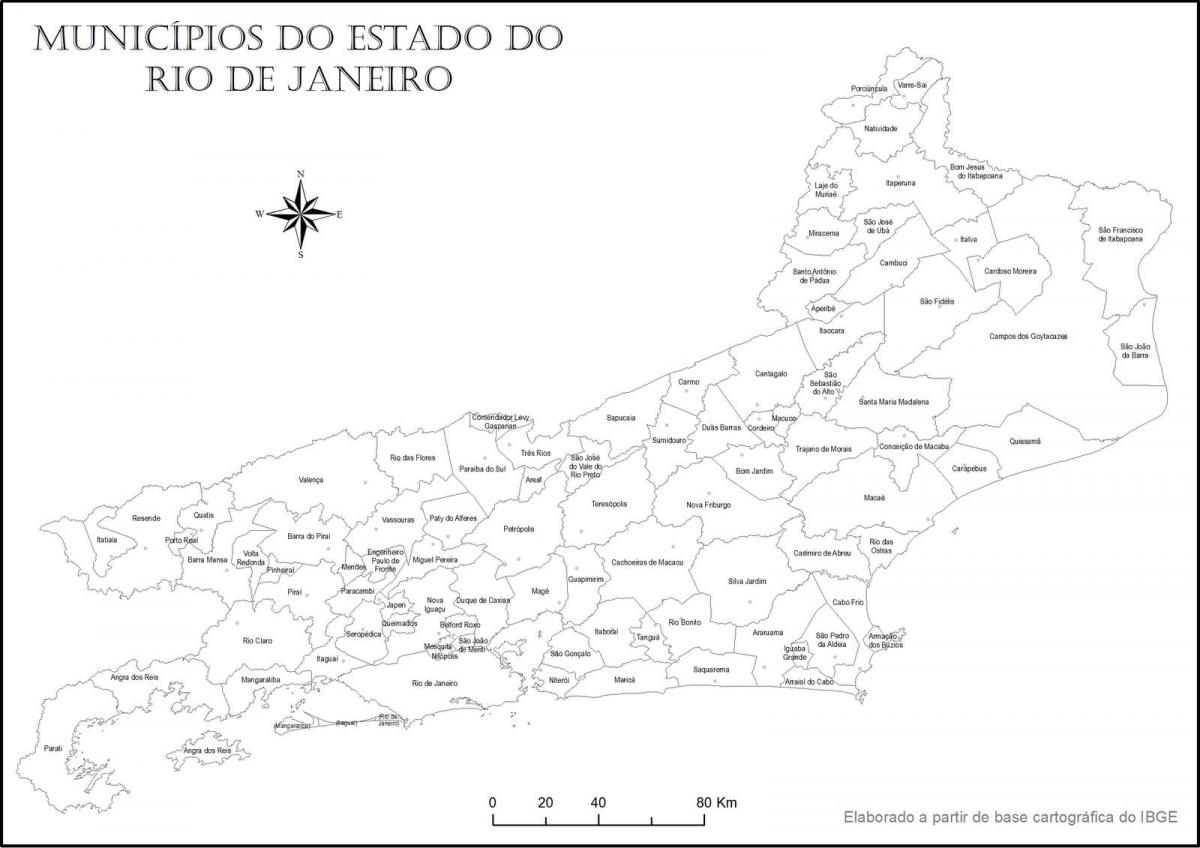 Карта Рыа-дэ-Жанейра чорны і белы