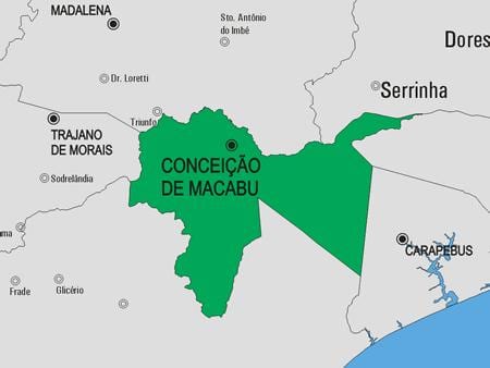Карта Консейсан дэ Macabu муніцыпалітэт
