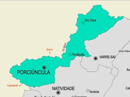 Карта муніцыпалітэта Porciúncula