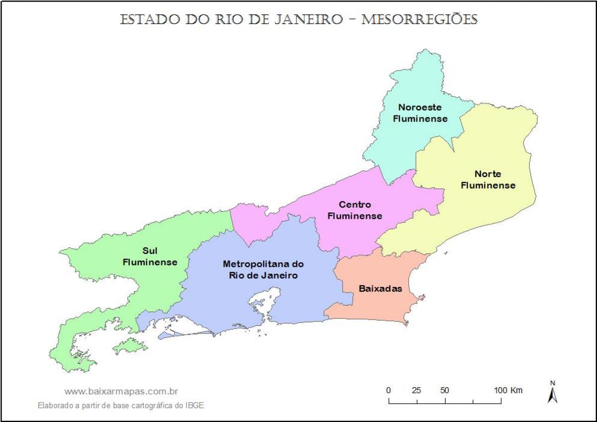 Карта mesoregions Рыа-дэ-Жанейра