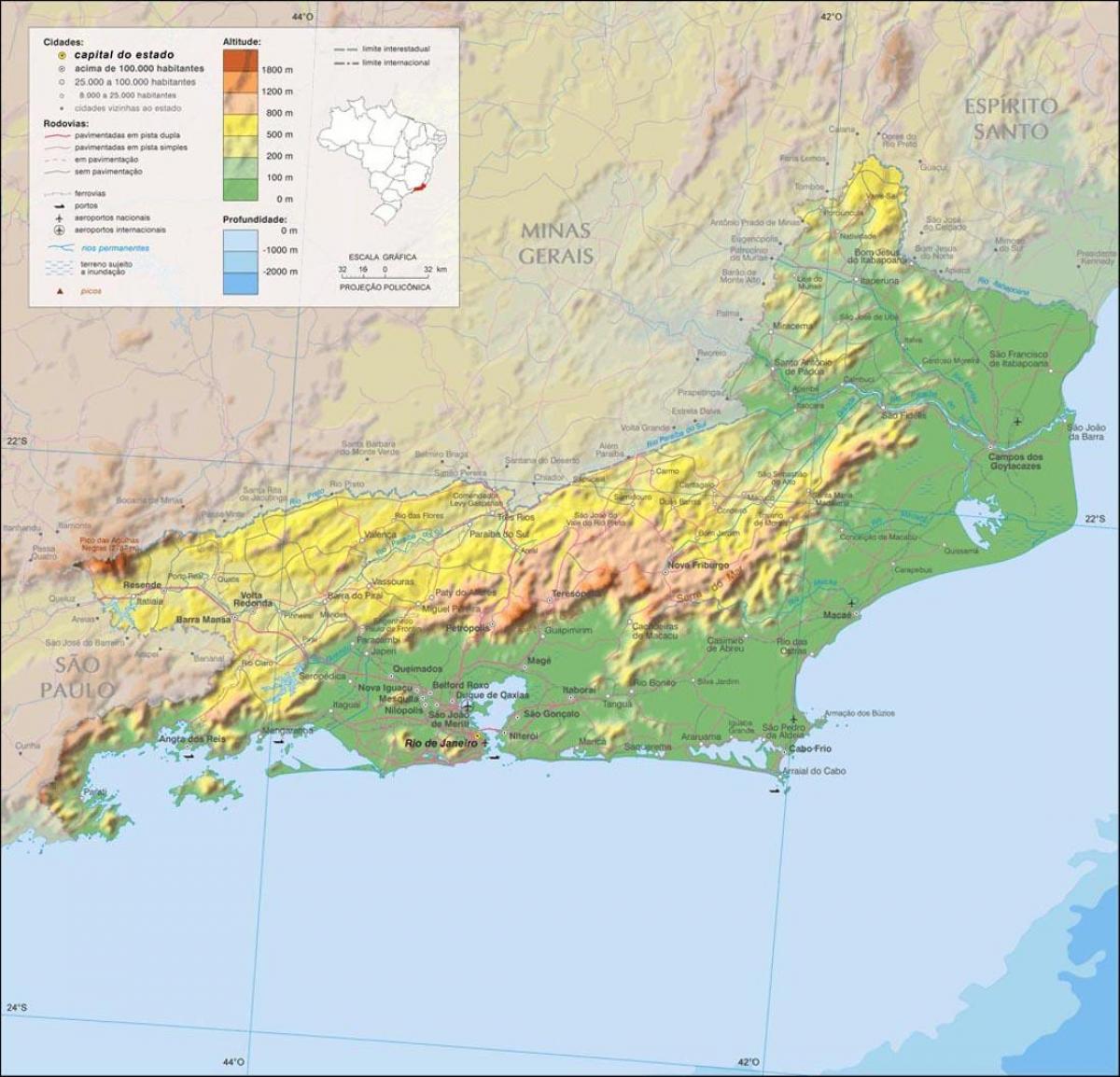 Карта вышынь Рыа-дэ-Жанейра