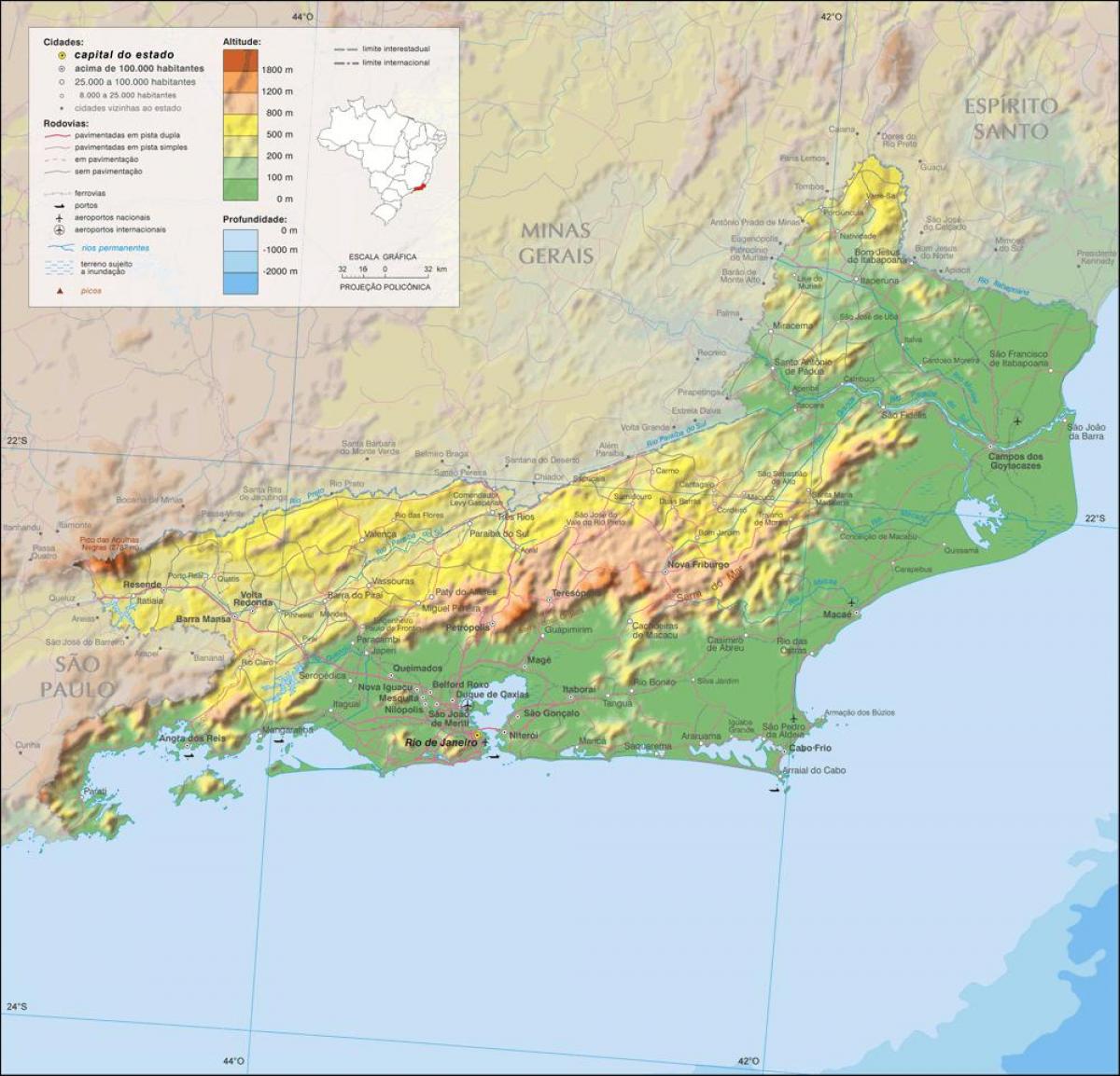 Карта геаграфічнага Рыа-дэ-Жанейра