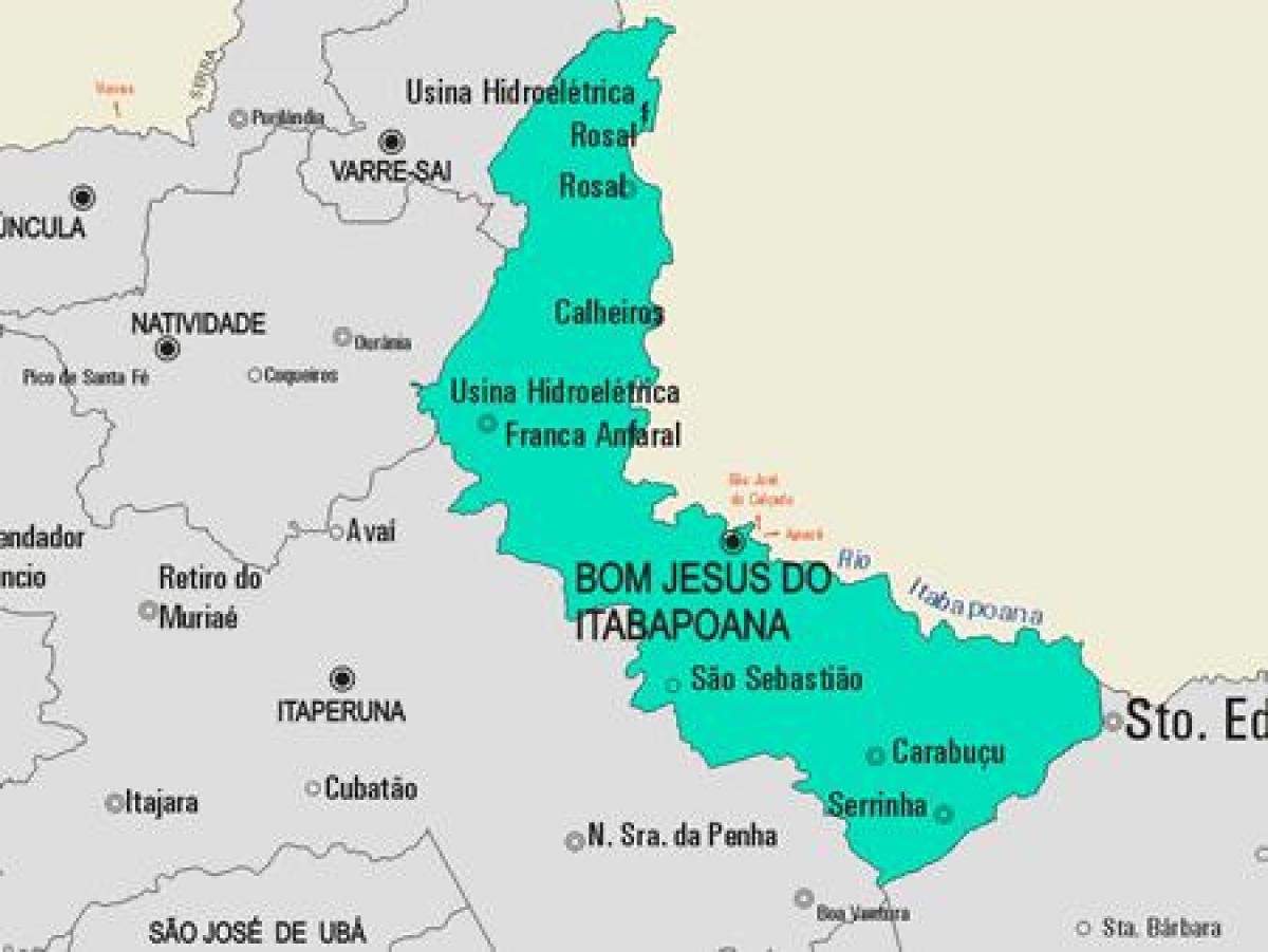 Карта Бон-жезус-ДУ муніцыпалітэт Itabapoana