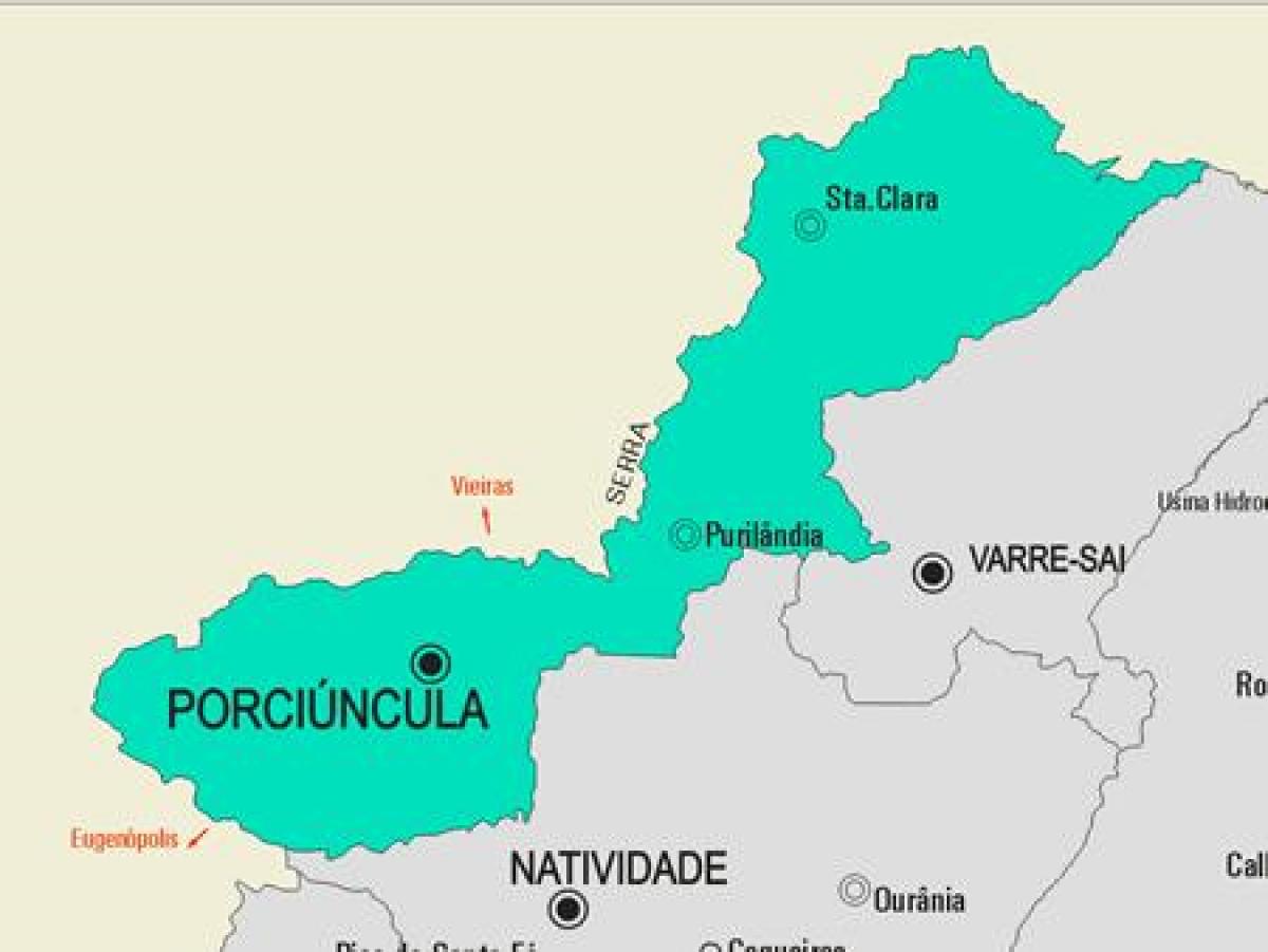 Карта муніцыпалітэта Porciúncula
