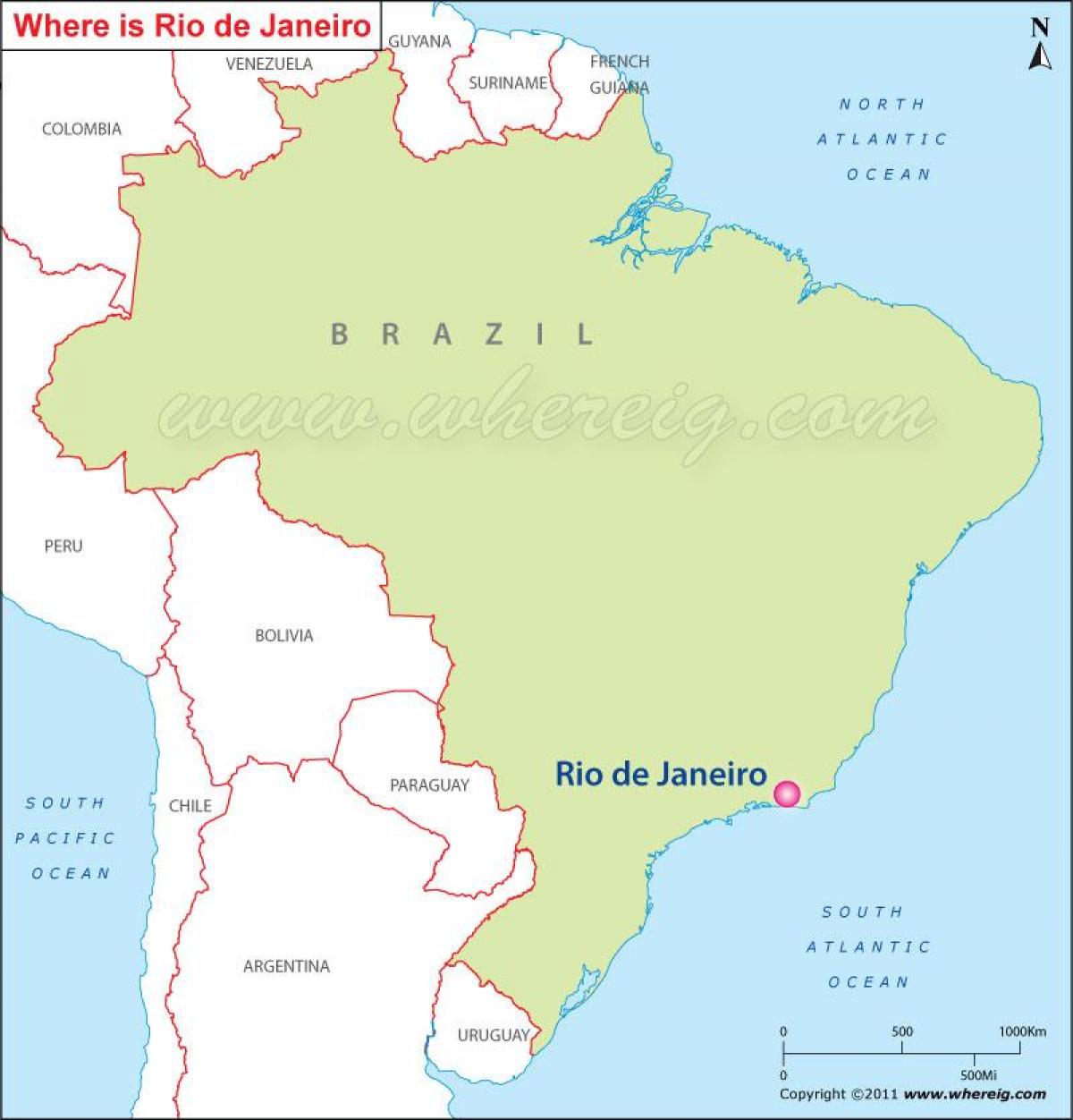 Карта Рыа-дэ-Жанейра ў Бразіліі