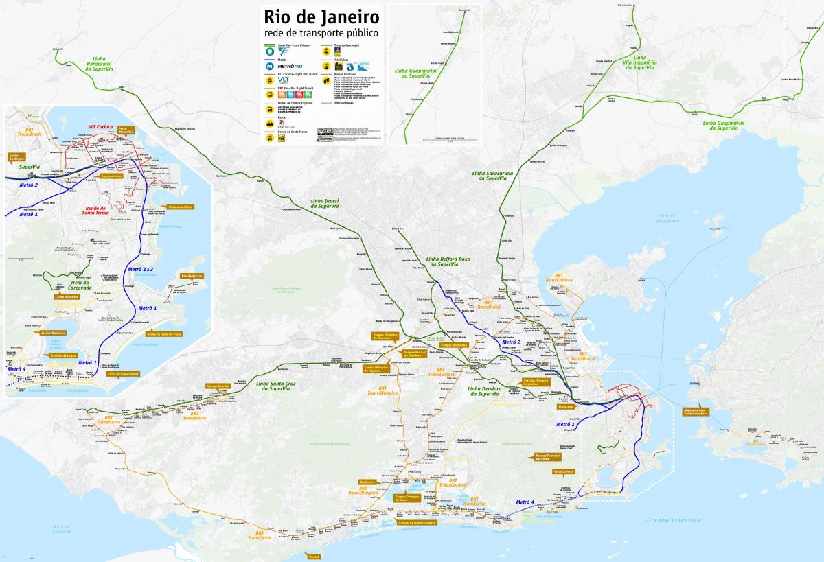 Карта Рыа-дэ-Жанейра транспарту