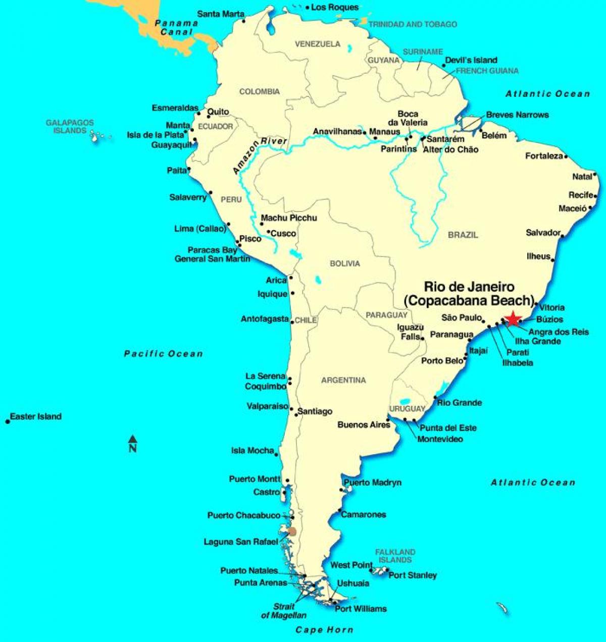 Карта Рыа-дэ-Жанейра ў Паўднёвай Амерыцы